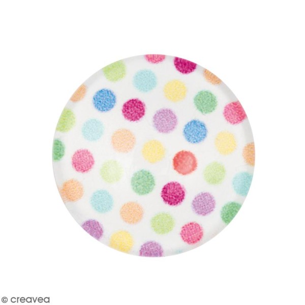 Cabochon Rond - Pois - Pastel - 12 mm - Photo n°1