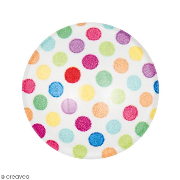 Cabochon Rond - Pois - Pastel - 20 mm - Photo n°1