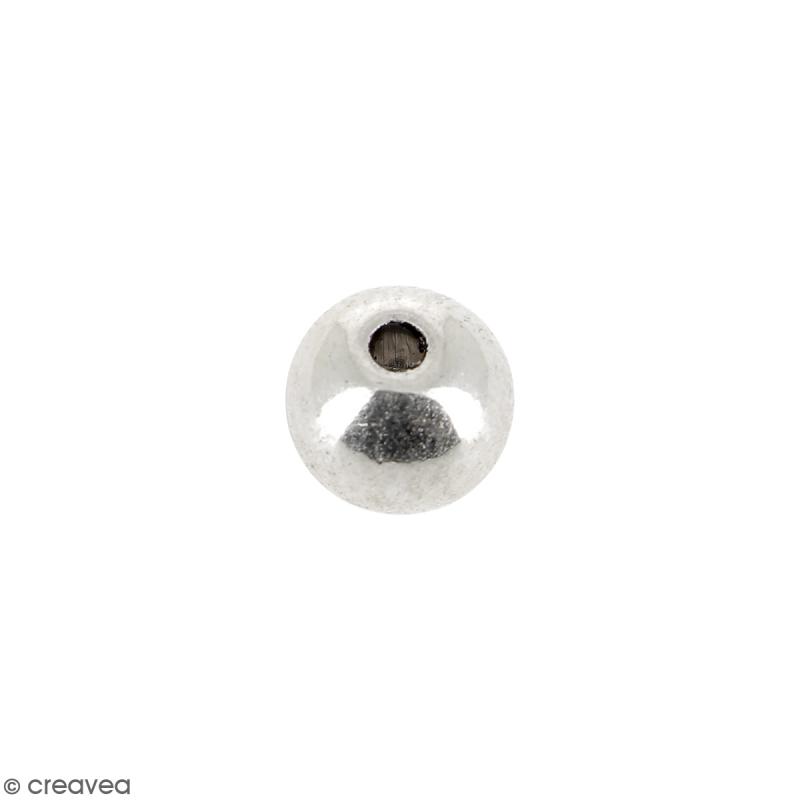 Perle grise argentée en métal - 6 mm
