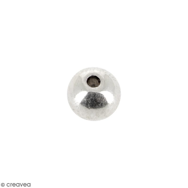 Perle grise argentée en métal - 6 mm - Photo n°1