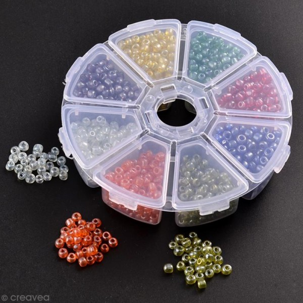 Perles de rocaille en verre 4 mm - Assortiment couleurs lustrées - 1400 pcs environ - Photo n°3