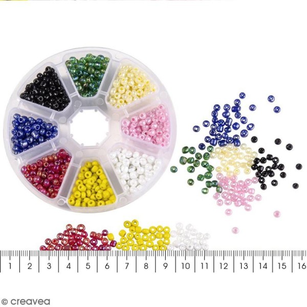 Perles de rocaille en verre 4 mm - Assortiment Multicolore - 1400 pcs environ - Photo n°5