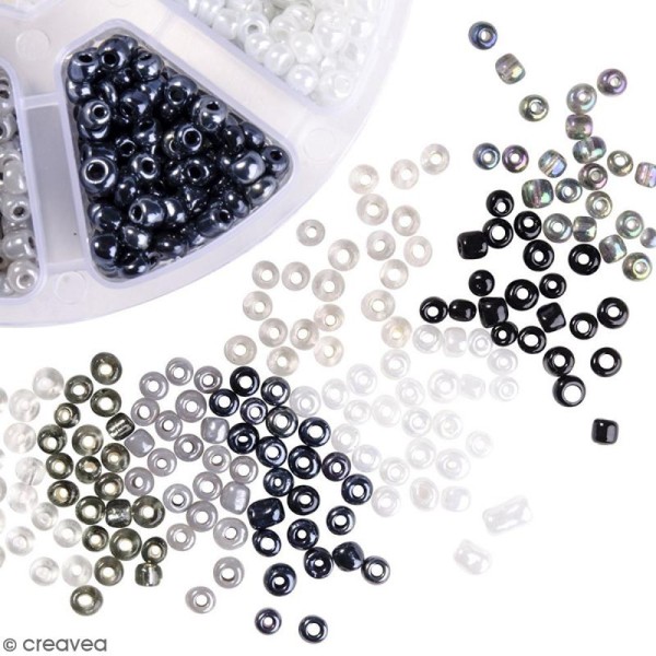 Perles de rocaille en verre 4 mm - Assortiment Camaïeu Gris - 1400 pcs environ - Photo n°4