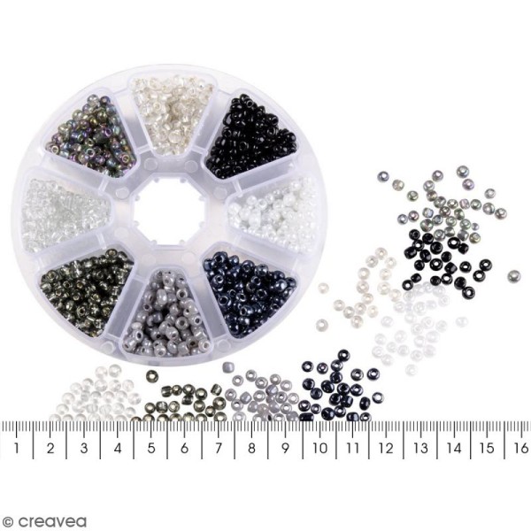 Perles de rocaille en verre 4 mm - Assortiment Camaïeu Gris - 1400 pcs environ - Photo n°5