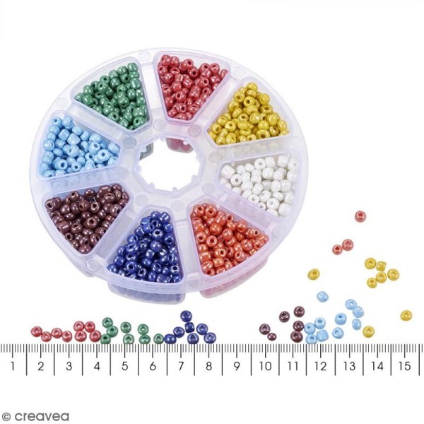 Perles de rocaille en verre 4 mm - Assortiment de couleurs lustrées opaques - 1400 pcs environ - Photo n°5
