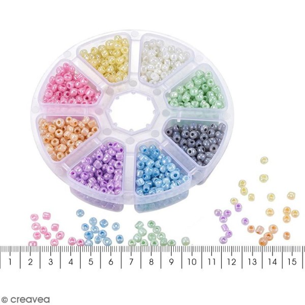 Perles de rocaille en verre 4 mm - Assortiment multicolore nacré - 1400 pcs environ - Photo n°5