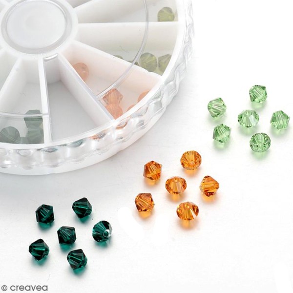Perles en cristal autrichien 4 mm - Camaïeu vert - 72 pcs - Photo n°2