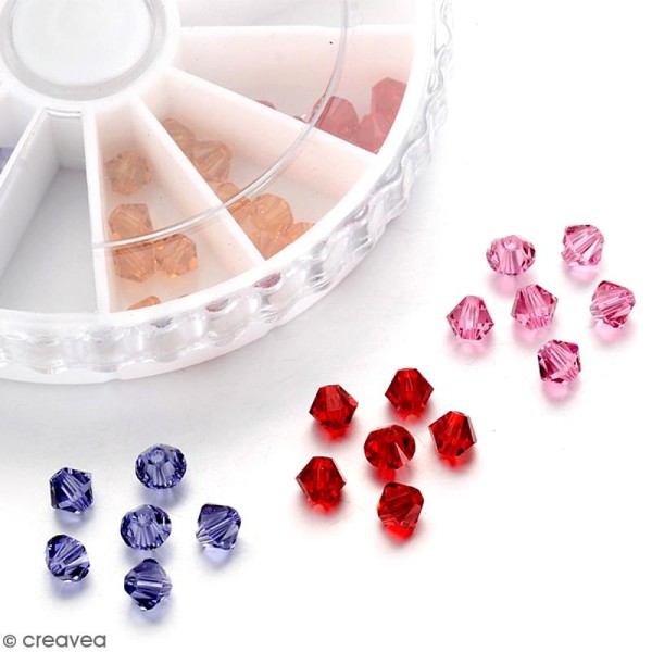 Perles en cristal autrichien 4 mm - Camaïeu rouge - 72 pcs - Photo n°2
