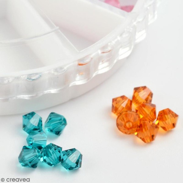 Perles en cristal autrichien 4 mm - Assortiment Multicolore - 72 pcs - Photo n°2
