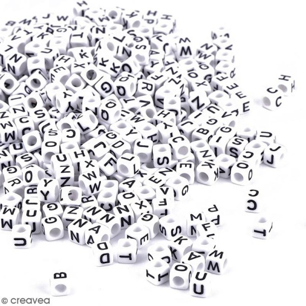 Perles alphabet cubes 7 mm - Assortiment 500 g - Photo n°1
