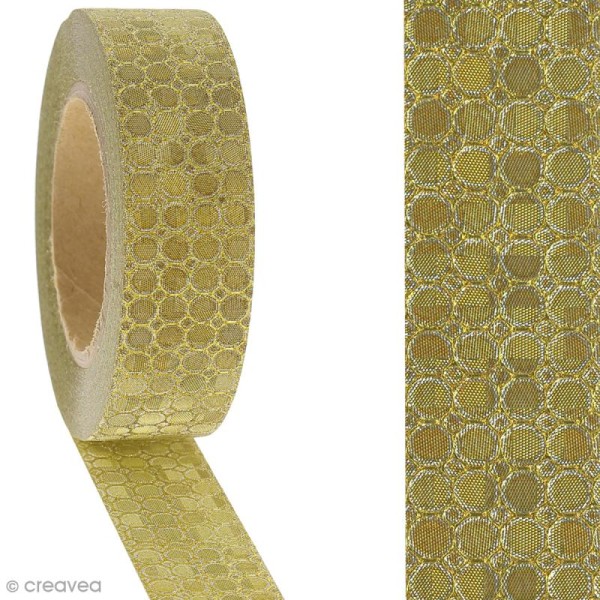 Masking tape Glitter Mini pois sur fond Doré - Résistant -1,5 cm x 10 m - Photo n°2