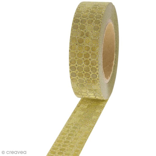 Masking tape Glitter Mini pois sur fond Doré - Résistant -1,5 cm x 10 m - Photo n°1