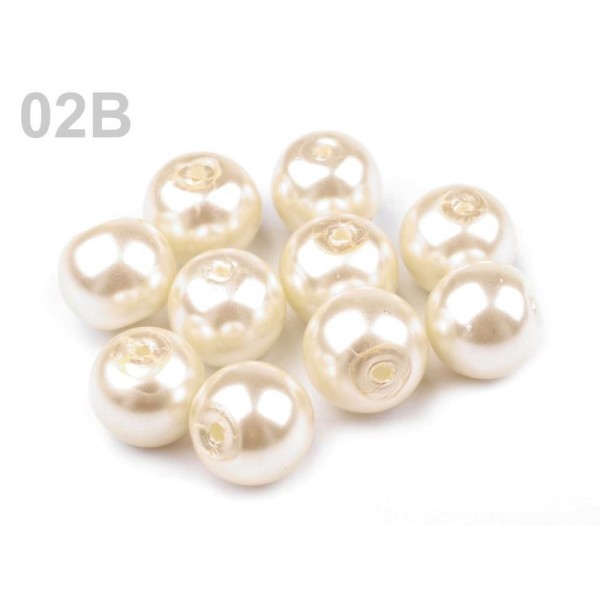 50g 02b Crème plus légère Rond Verre Perles Imitation Perles de Ø10mm, de Perles de Mariage, Perle d - Photo n°1