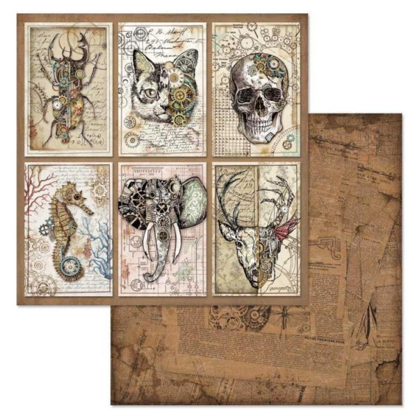Papier scrapbooking Stamperia - Mechanical Fantasy Cards - 30,5 x 30,5 cm - Photo n°1