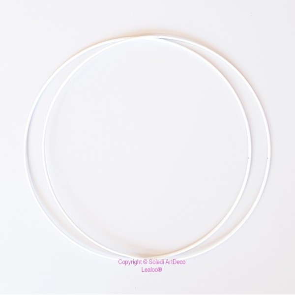 Lot de 2 Cercles métalliques blanc Diam. 45 cm pour abat-jour, Anneaux epoxy Attrape rêves - Photo n°2