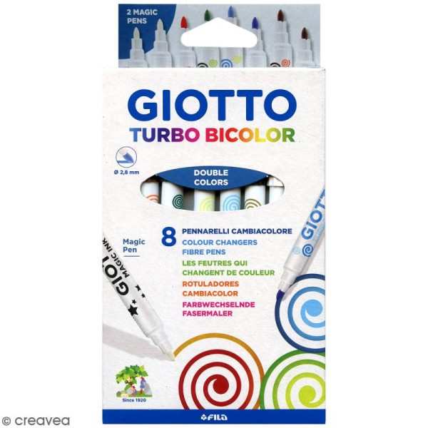 Etui de feutres magiques GIOTTO Turbo bicolor - 8 pcs - Photo n°1