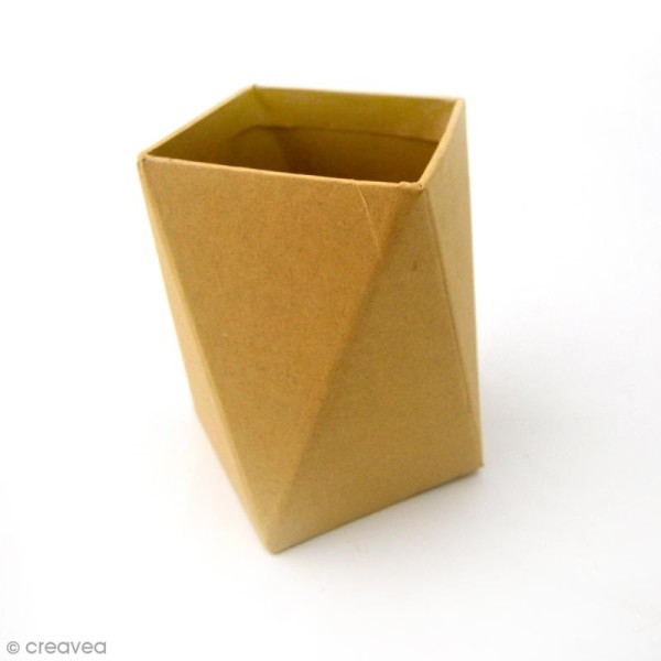 Pot à crayon géométrique en kraft - 6,5 x 10 cm - Photo n°1