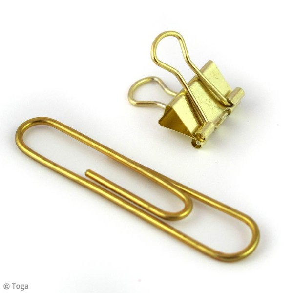 Set Maxi trombones et Pinces clip - Jaune doré - 30 pcs - Photo n°4