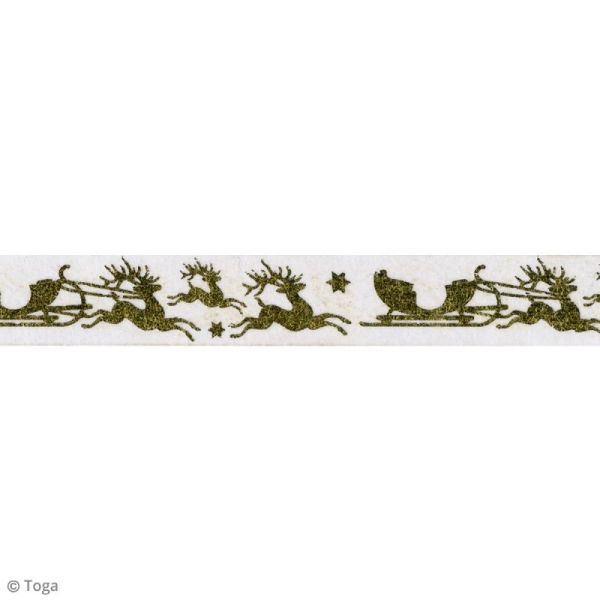 Masking Tape Foil - Traineaux dorés sur fond blanc - 1,5 cm x 10 m - Photo n°2