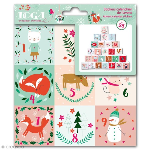 Stickers de l'Avent Toga Noël en forêt - 25 pcs - Photo n°1