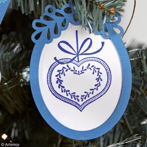Tampon Bois Artemio - Coeur Joyeux Noël - 6 x 5 cm - Photo n°2
