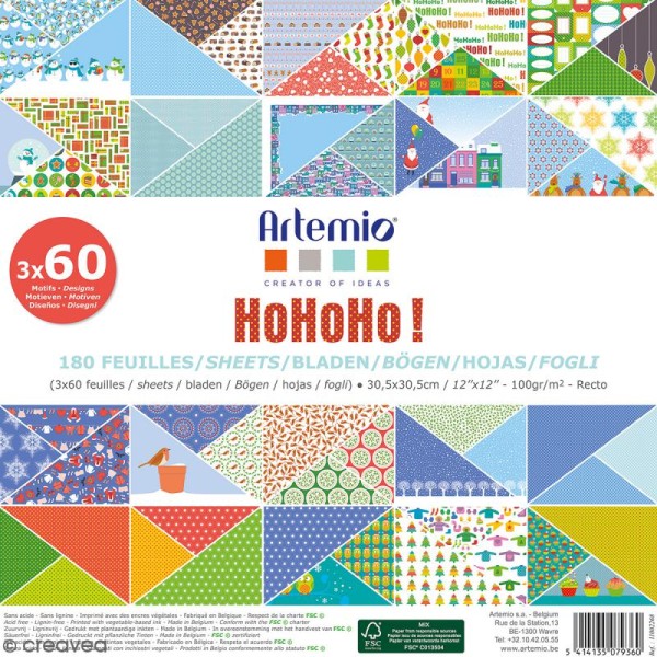 Papier Scrapbooking Artemio - Noël HoHoHo - 30,5 x 30,5 cm - 180 feuilles - Photo n°1