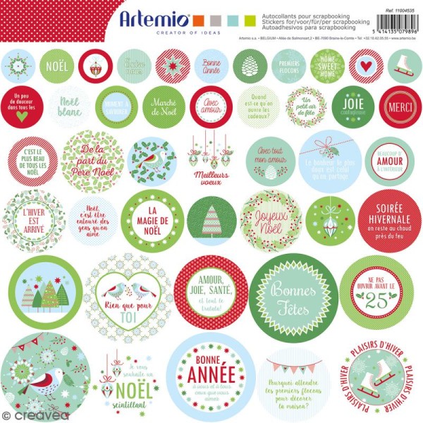 Stickers Artemio - Noël Classique 1 - 1 planche 30,5 x 30,5 cm - Photo n°1