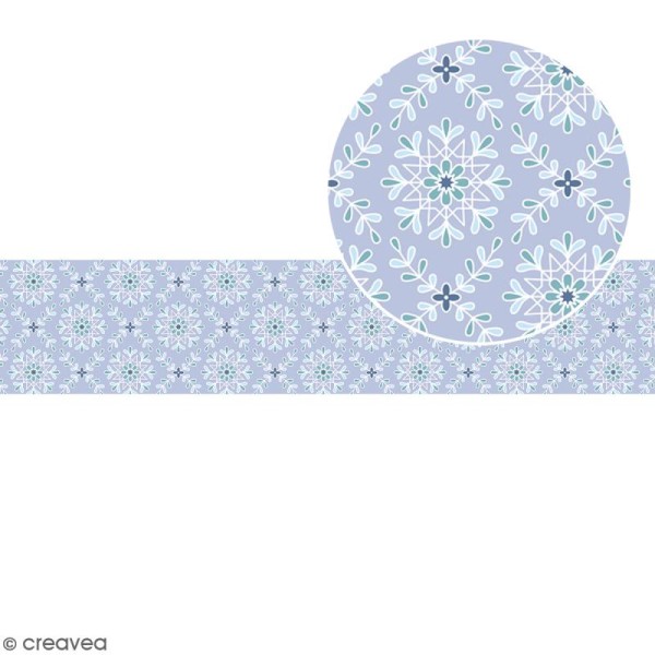Ruban en papier Noël Givré - Flocons - 5 cm x 6,5 m - Photo n°2