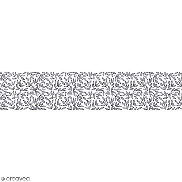 Ruban en papier Black & White - Feuilles - 5 cm x 6,5 m - Photo n°1