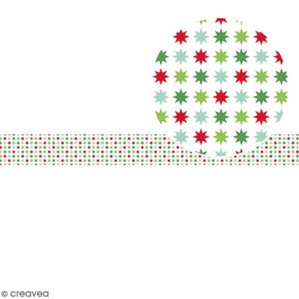 Ruban en papier Noël Classique - Etoiles multicolores - 2,5 cm x 9 m - Photo n°2