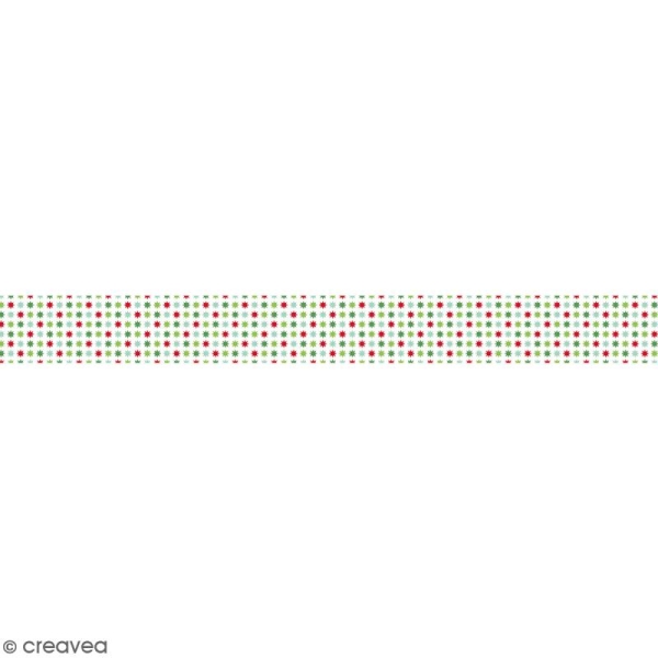Ruban en papier Noël Classique - Etoiles multicolores - 2,5 cm x 9 m - Photo n°1