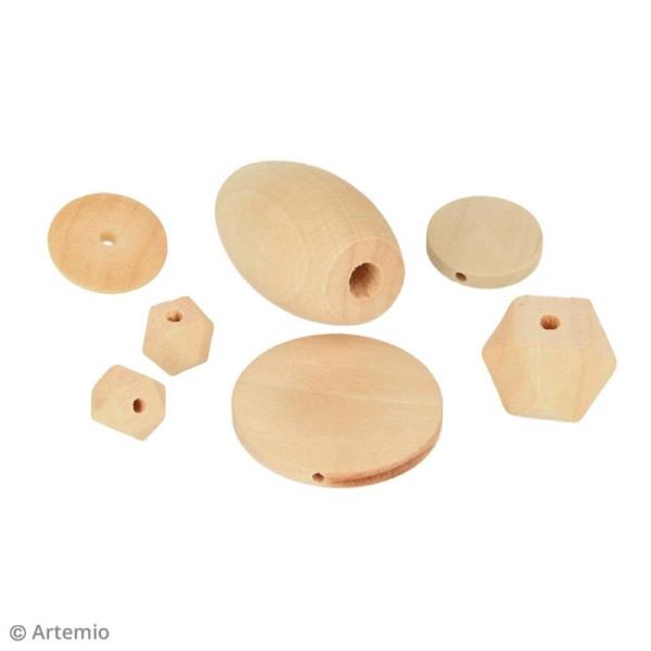 Perles Polygones en bois à décorer - 20 mm - 8 pcs - Photo n°2