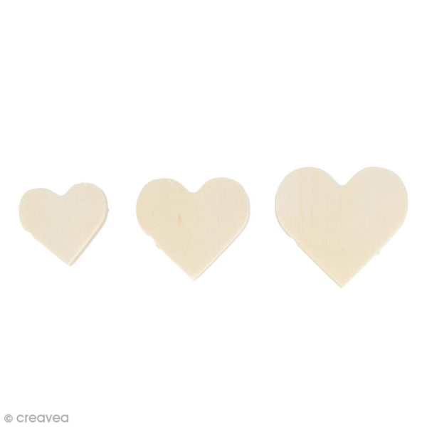 Formes en bois à décorer - Coeurs de 2 à 3 cm - 30 pcs - Photo n°1