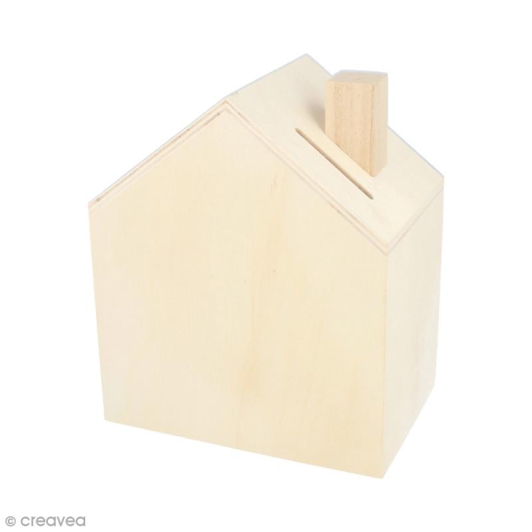 Tirelire Maison en bois - 12 x 14,5 cm - Photo n°1