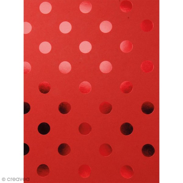 Papier scrapbooking Bazzill Foil - Rouge à Pois métallisés - 30 x 30 cm - Photo n°1