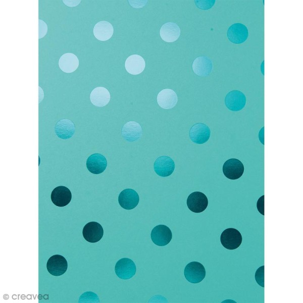 Papier scrapbooking Bazzill Foil - Bleu turquoise à Pois métallisés - 30 x 30 cm - Photo n°1