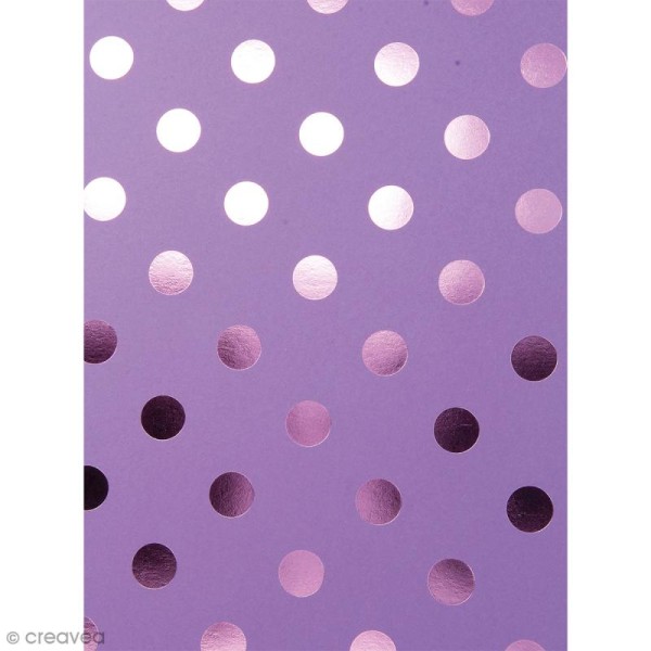 Papier scrapbooking Bazzill Foil - Violet à Pois métallisés - 30 x 30 cm - Photo n°1