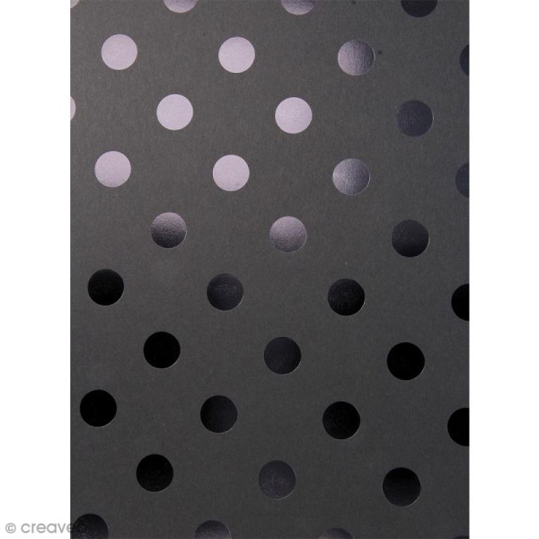 Papier scrapbooking Bazzill Foil - Noir à Pois métallisés - 30 x 30 cm - Photo n°1