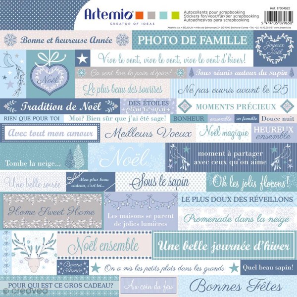Stickers Artemio - Noël givré- 1 planche de 30,5 x 30,5 cm - Photo n°1