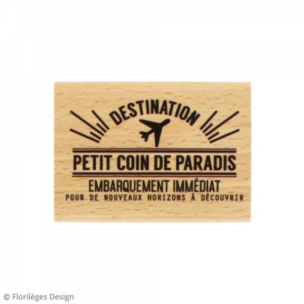 Tampon bois Petit coin de paradis - 5 x 7 cm - Photo n°1