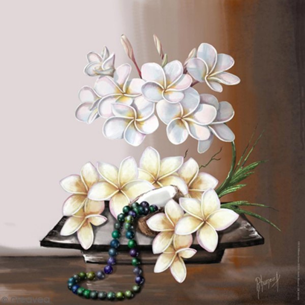 Image 3D - Composition florale fleurs de coco - 30 x 30 cm - Photo n°1