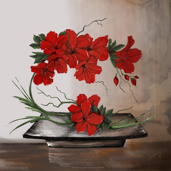 Image 3D - Composition florale rouge - 30 x 30 cm - Photo n°1