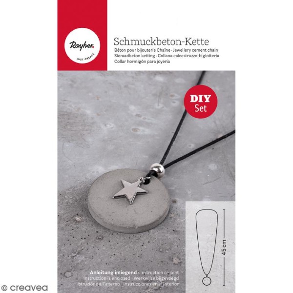 Kit collier et pendentif béton créatif - Modèle Rond - Photo n°1