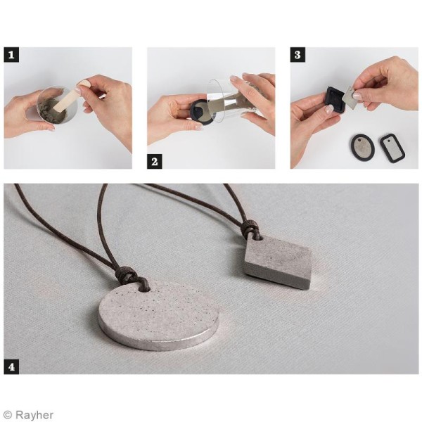Kit collier et pendentif béton créatif - Modèle Rectangle - Photo n°3