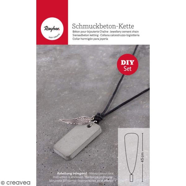 Kit collier et pendentif béton créatif - Modèle Rectangle - Photo n°1