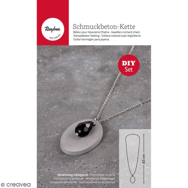Kit collier et pendentif béton créatif - Modèle Ovale - Photo n°1