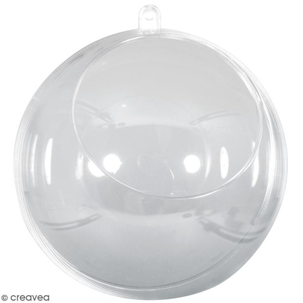 Boule ouverte en plastique transparent - 12 cm - Photo n°1