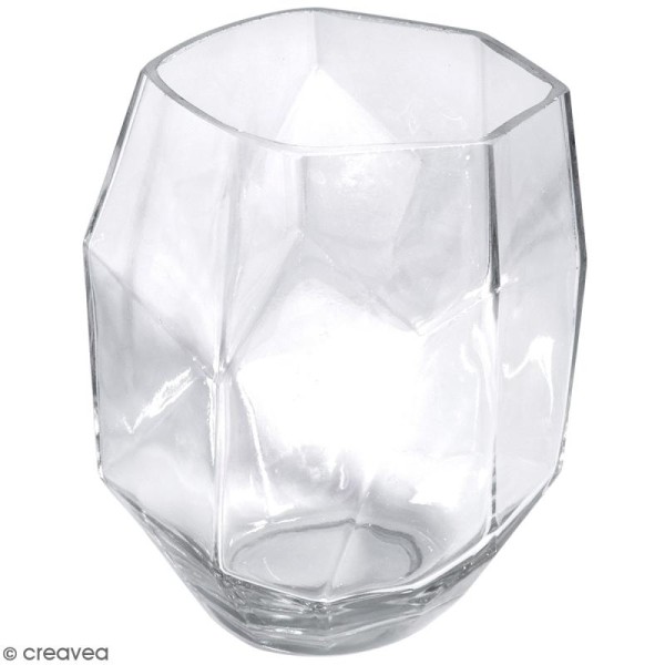Vase en verre - Facetté - 11,5 x 11,5 x 11,5 cm - Photo n°1