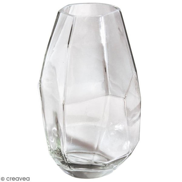 Vase en verre Facetté - 10 x 10 x 18 cm - Photo n°1
