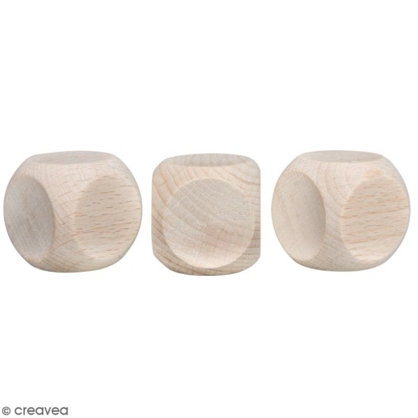 Cubes en bois - 3 x 3 cm - 3 pcs - Photo n°1